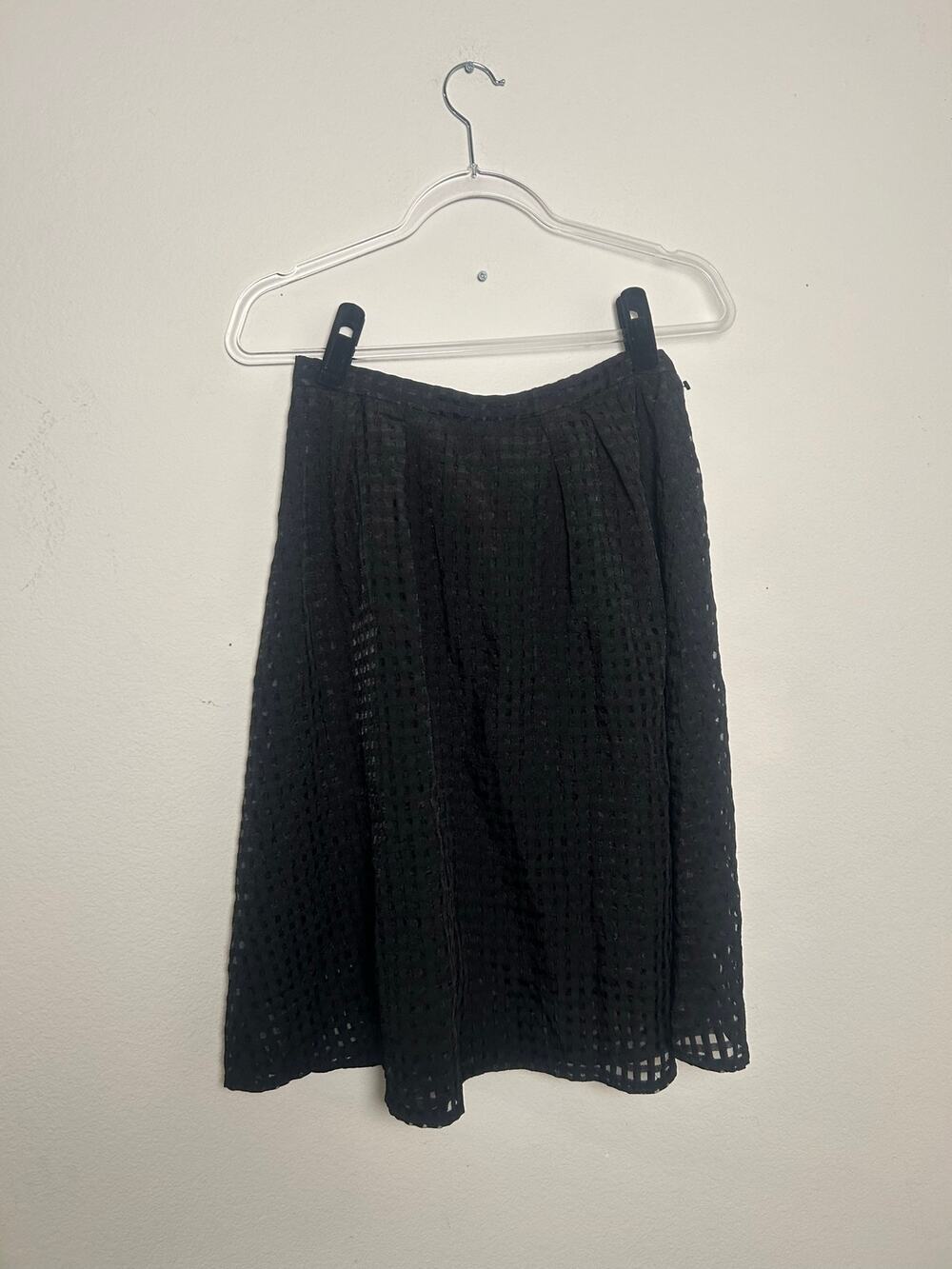 Gianni Bini Black Textured Grid A-Line Skirt High Waisted Size 4